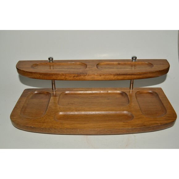 Vintage MINTY Wooden Men's Dresser Jewelry Watch Cuff Links Tie Bars Organizer - Picture 1 of 7